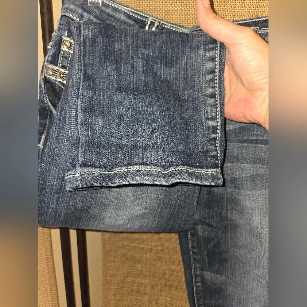 Women's Miss Chic Usa Stylish Blue Women's Jean Capris Bling Size 5 - Picture 5 of 16